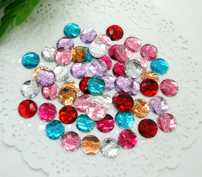 

200Pcs 12mm Mixed Stripe Round Shiny Resin Decoration Crafts Beads Flatback Cabochon Scrapbook DIY Embellishments Accessories