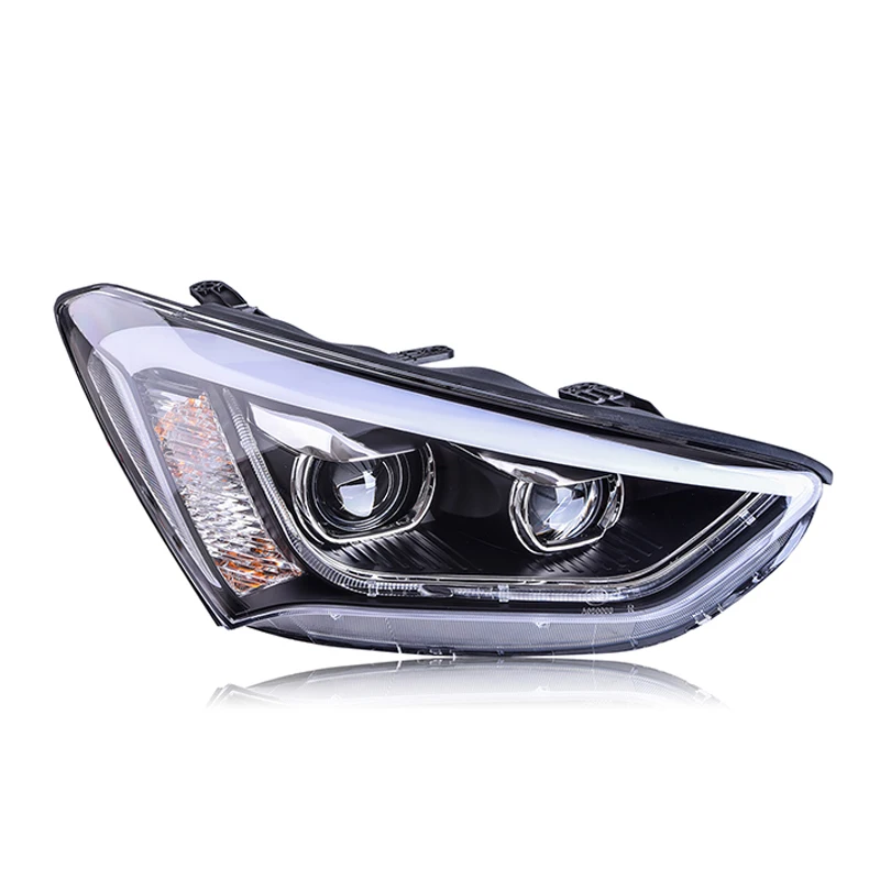Автомобильный светодиодный налобный фонарь для Hyundai Santa Fe IX45 фары DRL Bi Xenon