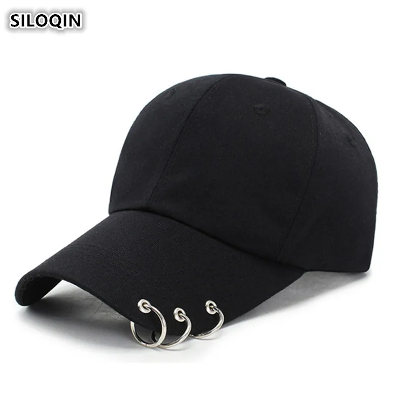

SILOQIN Women's Ponytail Cotton Baseball Caps Simple Fashion Men's Hip Hop Hat Adjustable Size Iron Ring Decoration Tongue Cap