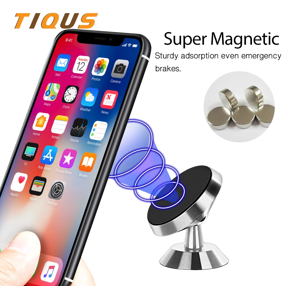 Автомобильный держатель TIQUS для телефона iPhone Samsung магнитная подставка с