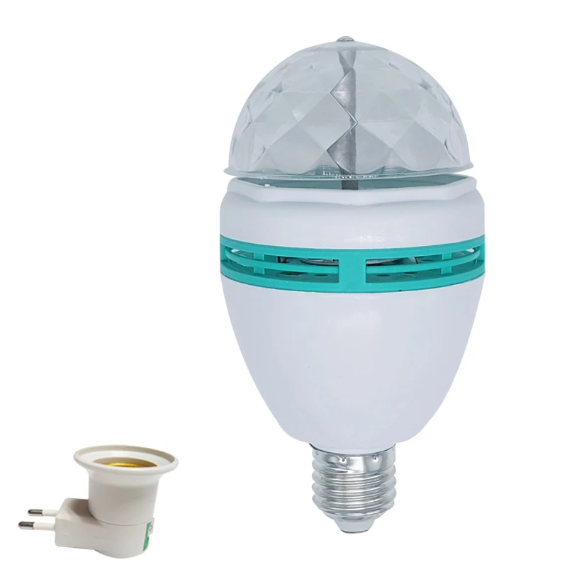 

85- 265V 3W E27 RGB LED light 110V 220V LED Stage Light Christmas Auto Rotating LED bulb EU Plug Lamp Base hoilday home