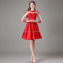 Red Long Sleeves Kurzes Kleid Für Prom Kleid 2016 Maß Cocktailkleider 2015