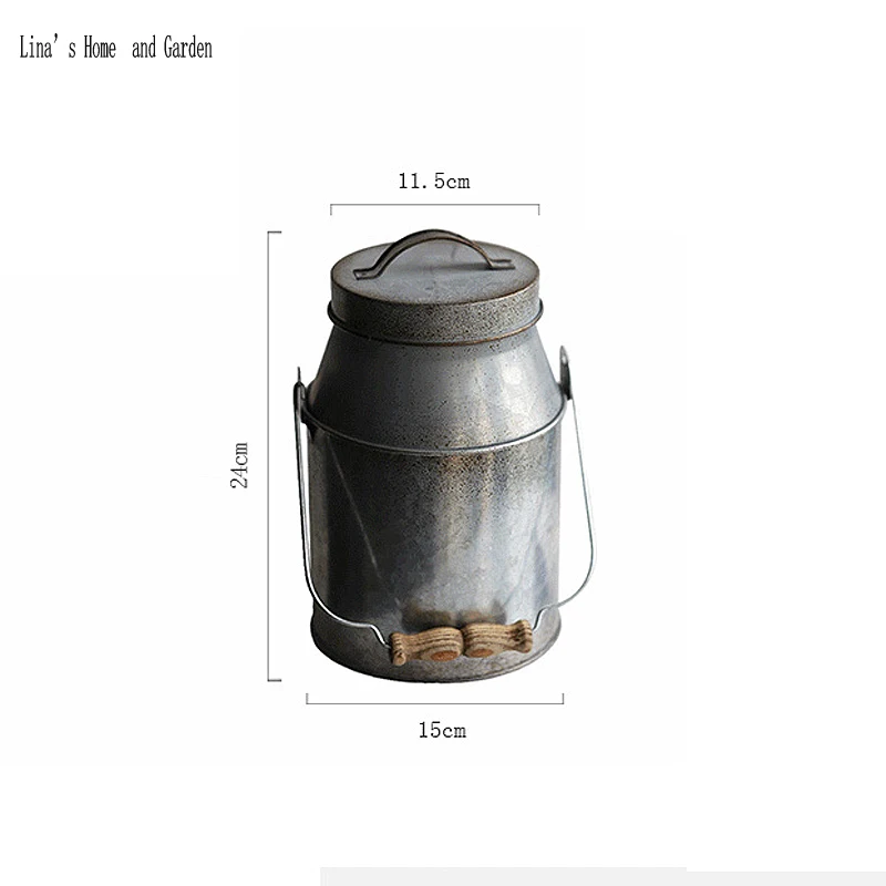 Vintage Milk Jug, Galvanized Bucket, Galvanized Planter, Metal Milk Jug, Farmhouse Bucket