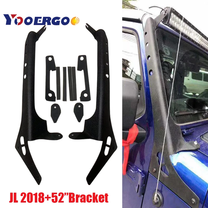 

52" Aluminum Led light bar Roof Bumper Mounts bracket Car Led bar Lamp Holder for Jeep Wrangerl JL 2018 2019