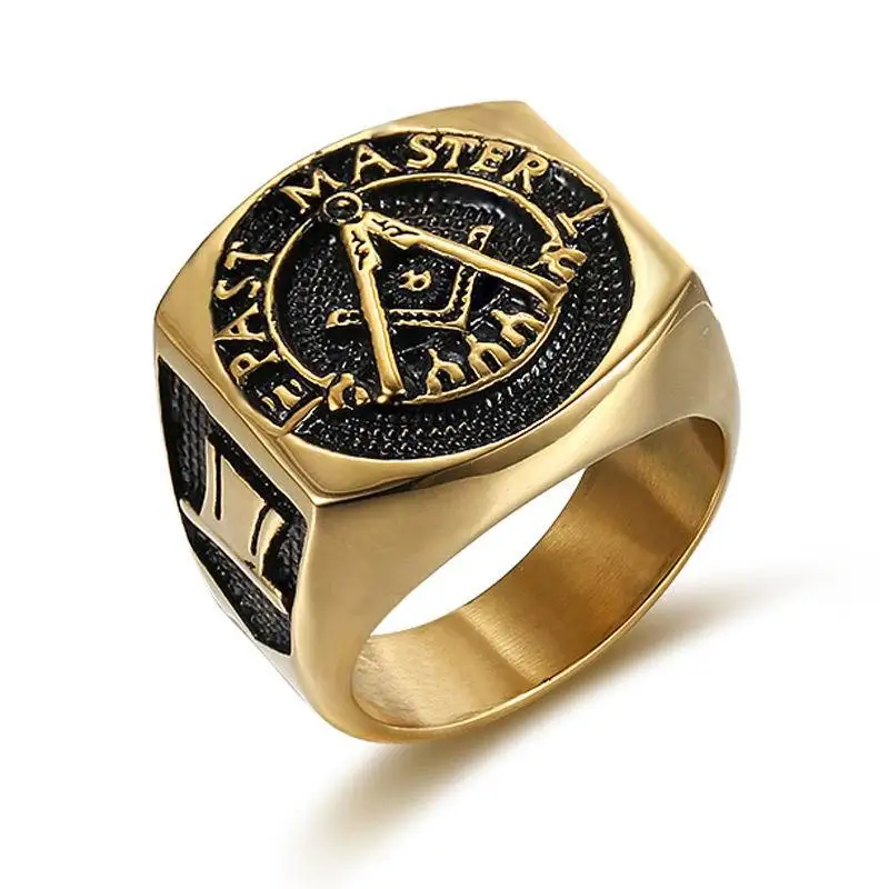 Большие 22 мм винтажные мужские кольца из титановой нержавеющей стали золотого цвета в стиле хип-хоп, мужские кольца в стиле панк-рок, мужские ювелирные изделия в стиле ретро - Цвет основного камня: Gold Color