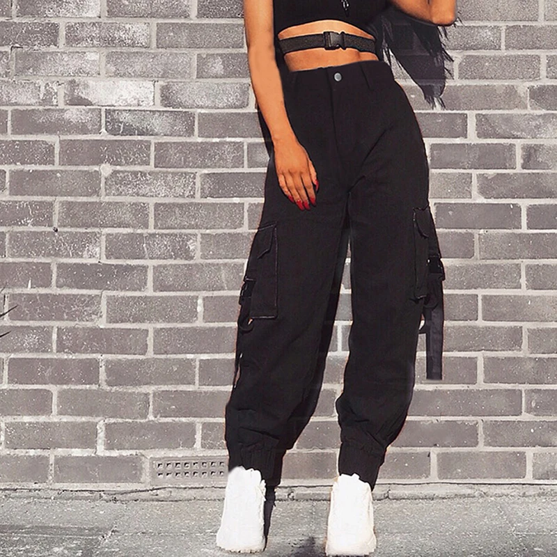 Women Casual High Waist Side Pockets Trousers Streetwear Cargo Pants Female  Ladies Casual Long Pants 3 Colors - Pants u0026 Capris - AliExpress