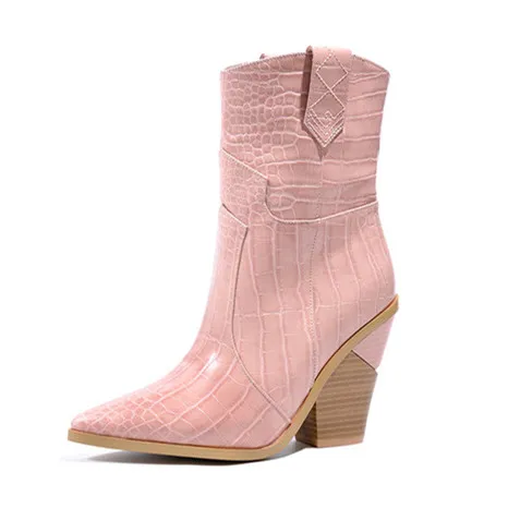 Prova Perfetto; коллекция года; сезон осень-зима; Модные женские ботинки из натуральной кожи; удобные мягкие кожаные ботинки; Mujer; популярные пикантные ботинки на высоком каблуке - Цвет: light pink