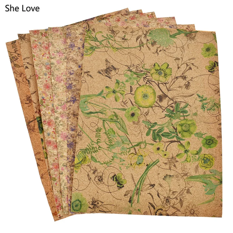 

She Love Flower Printed Soft Cork Fabric Sewing Cloth Garments DIY Handmade Materials Craft Making Accessories
