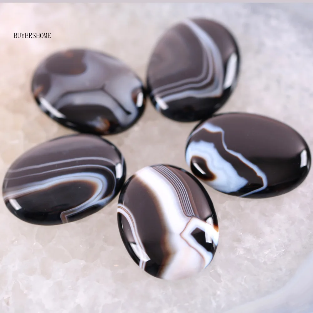 

Free Shipping New without tags Stone 30x40MM Natural Black Onyx Bead CAB Cabochon 1Pcs RK1705