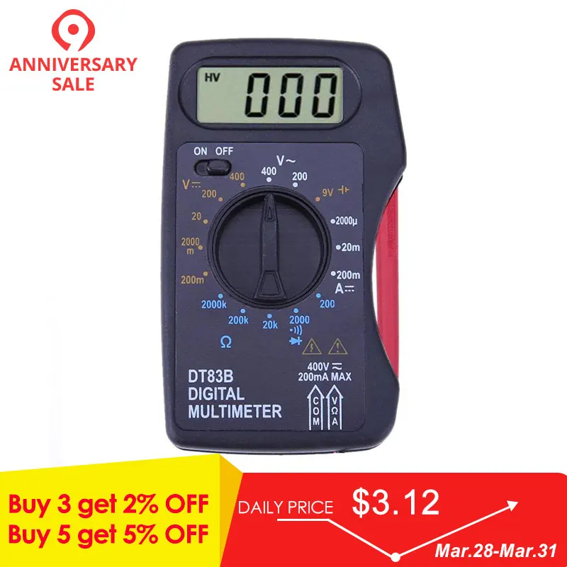 

Portable Digital Multimeter Mini Pocket Ammeter Voltmeter DC/AC Resistor Ohm Voltage Multi Meter Tester Electrical Instruments