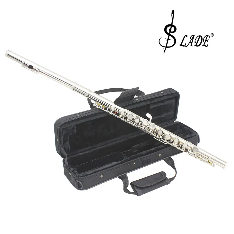 

SLADE 16 Holes C Key Colored Flute Cupronickel Plated Silver Tube Performance Professional Woodwind Instrument with Cloth Bag