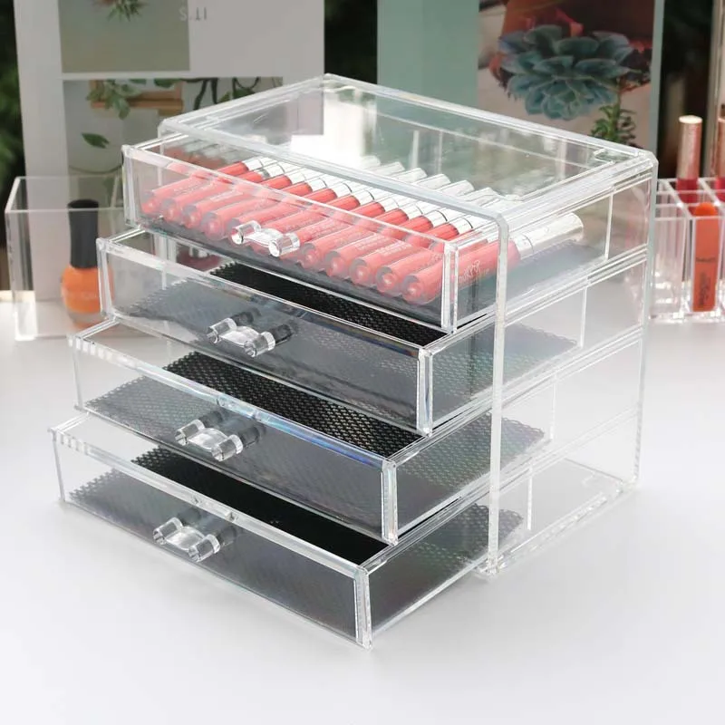 

Acrylic transparent Makeup Organizer Storage Boxes Make Up Organizer For Cosmetics Brush Organizer home Storage Drawer Set