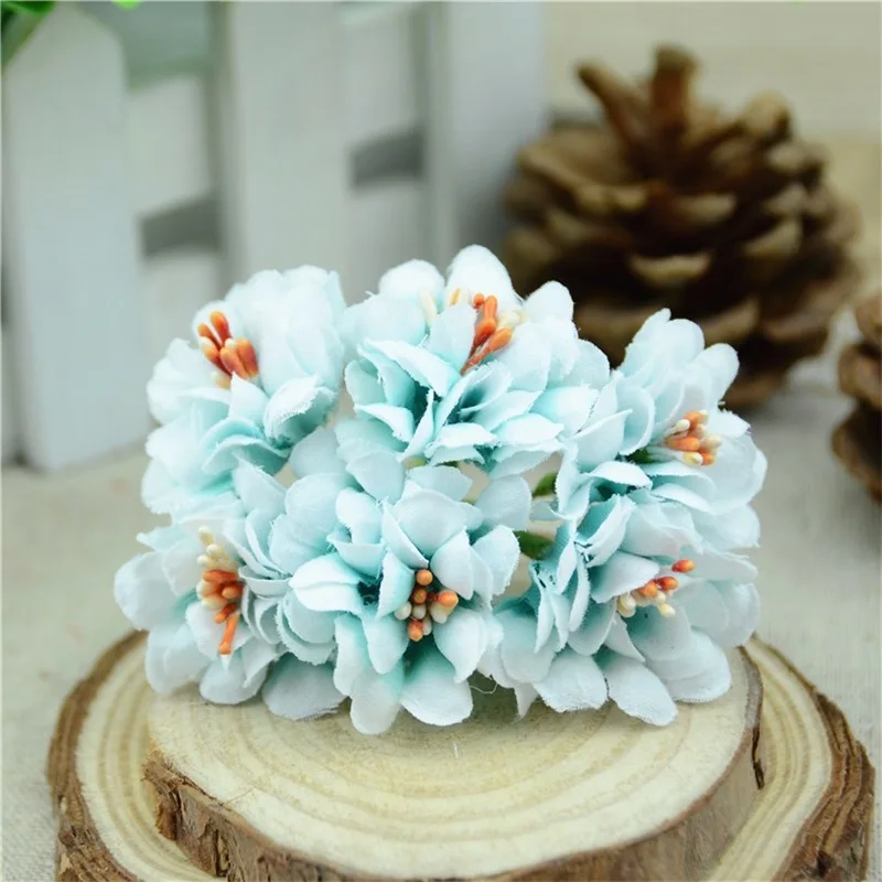 

60pcs Mini Silk Gradient Stamen Artificial Flower Bouquet For Wedding Decoration DIY Gift Wreath Craft Scrapbooking Fake Flower