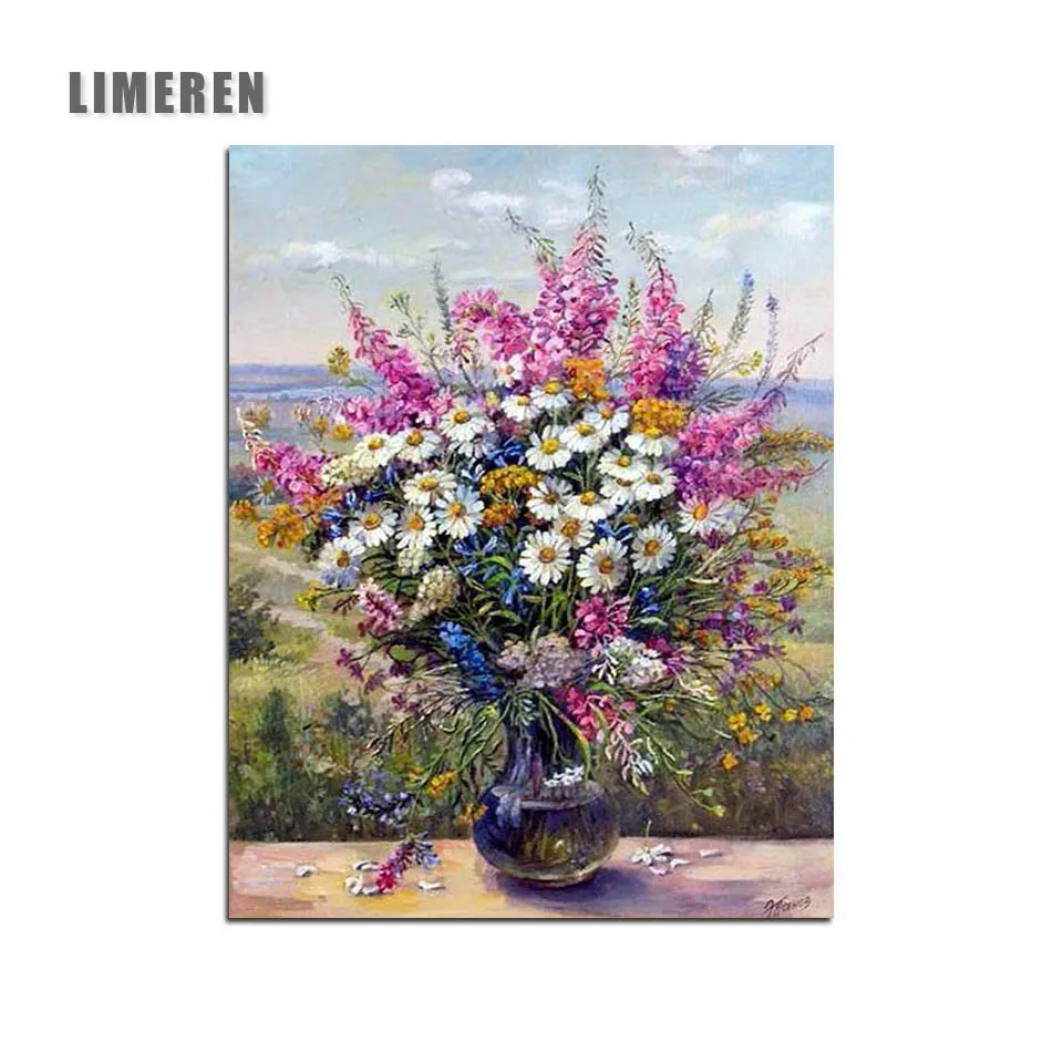 

Framed Daisy Flower DIY Oil Painting Painting By Numbers Acrylic Paint On Canvas Home Decor For Living Room