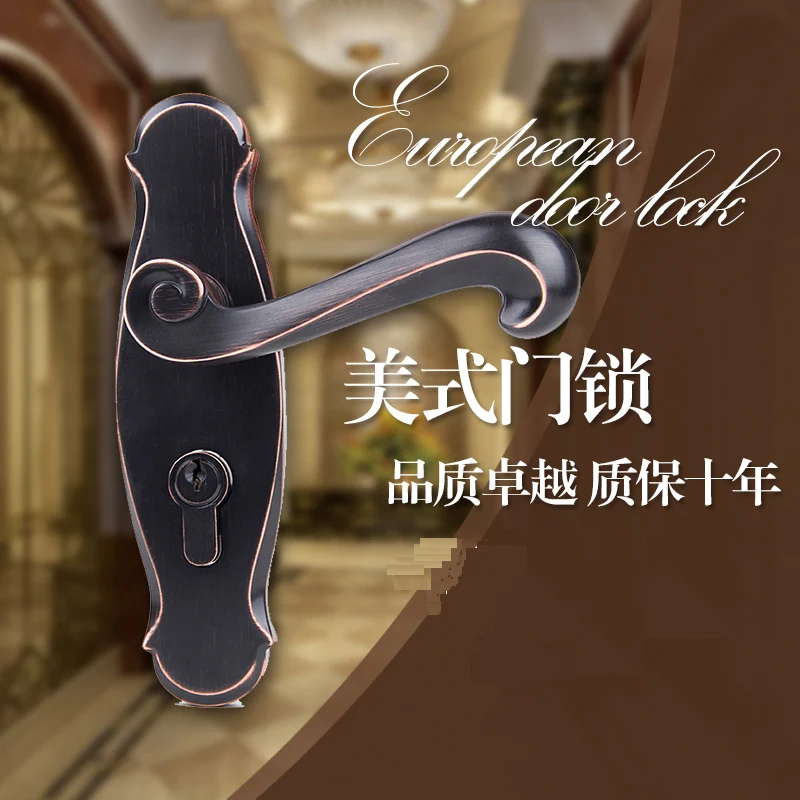 Black-bronze-zinc alloy American minimalist style bedroom black door Interior wooden door knob Black-bronze-zinc alloy American minimalist style bedroom black door Interior wooden door knob