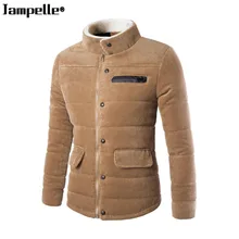 Утепленные вельветовые Для Мужчин's Куртки осень-зима тепло воротник-стойка и пиджаки карман Дизайн молния мужской Костюмы плюс Размеры 3XL