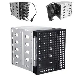 Дюймов 3,5 дюймов до 5x5,25 дюймов SATA SAS HDD Cage Rack Жесткий драйвер лоток Caddy с вентилятором пространство