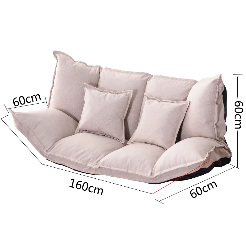  Floor Sofa Bed Lounge Adjustable Foldable Modern Leisure Sofa Bed Video Gaming Sofa with Two Pillow