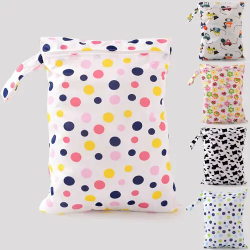 

New Waterproof Reusable Wet Bag Printed Pocket Nappy Bags PUL Travel Wet Dry Bags Diaper Bag
