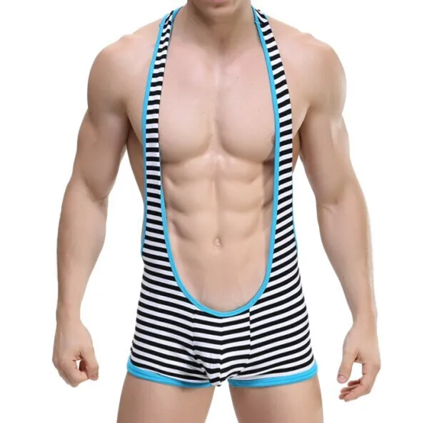 Men Boxer Underwear Strip Mankini Suspender Body Suit Undershirt Sleepwear Man Wrestling Singlet Bodysuit Bodywear
