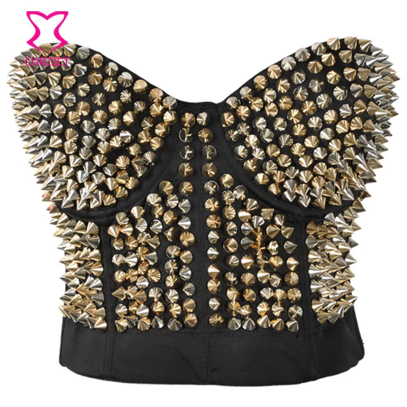 

Steampunk Silver Rivet Push Up Sexy women Strapless Fashion Rock Lingerie Style Brassiere Gothic Burlesque Dancewear Bralette