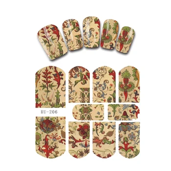 

UPRETTEGO NAIL ART BEAUTY WATER DECAL SLIDER NAIL STICKER RUSSIAN ORNAMENTS BLACK TIE LACE PATTERN RU206-211