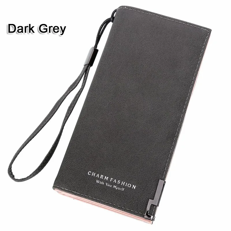 Dark grey Модный женский кошелек, однотонные длинные женские кошельки, женские брендовые дизайнерские кошельки, женские кошельки на молнии, портмоне, сумка, держатель для карт, клипсы, сумки - Цвет: Dark grey
