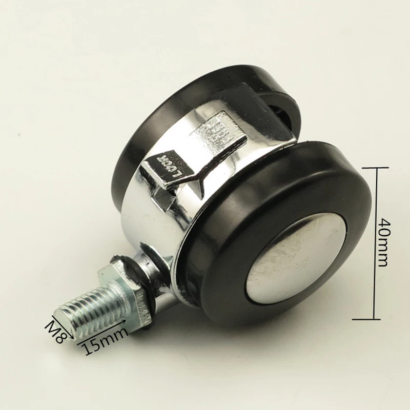 1 قطعة أسود سبائك العالمي عجلات الصامتة عجلات التفاف أثاث كرسي مكتب أريكة المتداول بكرات عجلة الفرامل