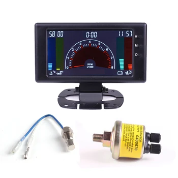 

5" 6 in 1 multiple function car gauge LCD Digital water temp oil temp tachometer RPM volts clock Auto meter