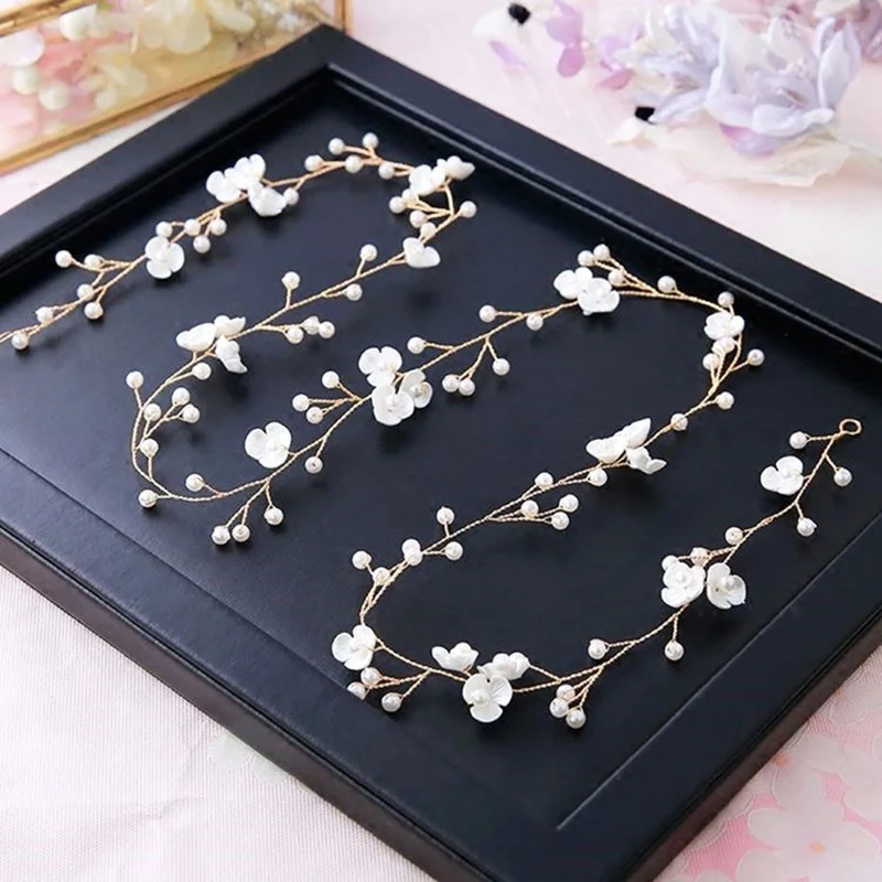 

Ladies Delicate Elegant Hair Accessories Bridal Wedding Simulation Pearl Headpieces Women Fashion Flower Headdress No Box 3C0052