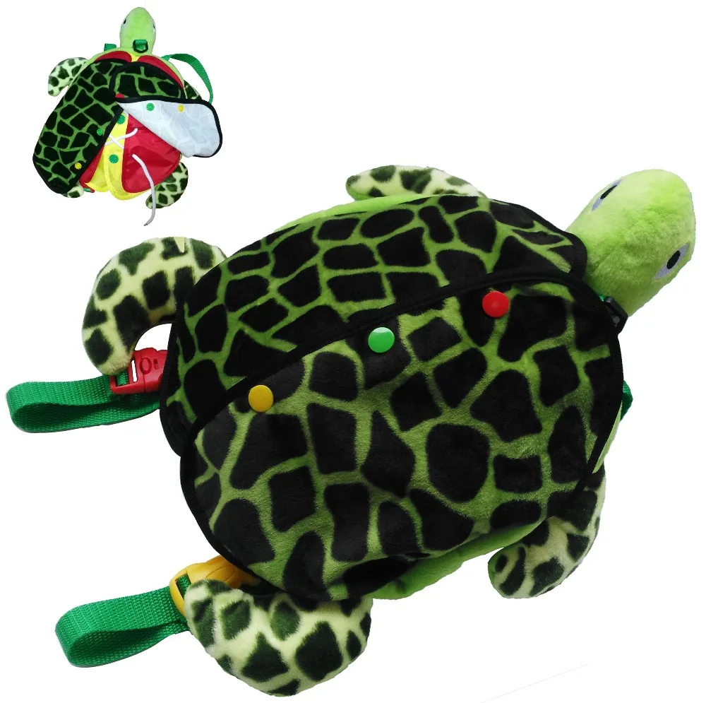 Montessori Learn to Dress Toys Sea Turtle Plush Toys Zip, Snap, Button