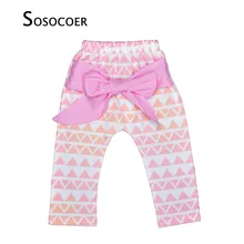 SOSOCOER/леопардовые штаны для маленьких девочек детские штаны с большим бантом высококачественные шаровары с милым геометрическим узором для девочек, одежда