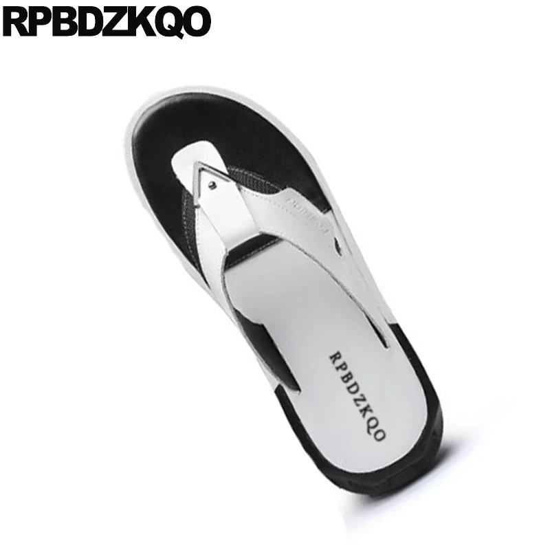 

slides large size beach outdoor flat slippers flip flop 45 men sandals leather summer designer water shoes white 2019 fashion