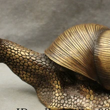 Народные Китайский Чистая Бронзовый Фэншуй Богатство Улитка Shell Turbo Спирали Статуя Фигурка
