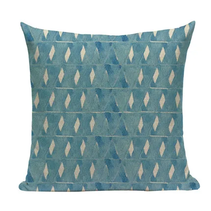 Скандинавские геометрические чехлы для подушек в синюю клетку из хлопка и льна, подушки для дома, квадратный диван, роскошные подушки на заказ