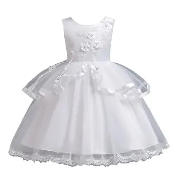 

Summer lovely baby girl flower dress children's wedding dress evening dress children's first holy meal Baby clothes