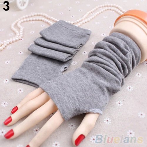 Женские модные вязаные перчатки без пальцев длинные рукавицы теплые зимние перчатки 98DS