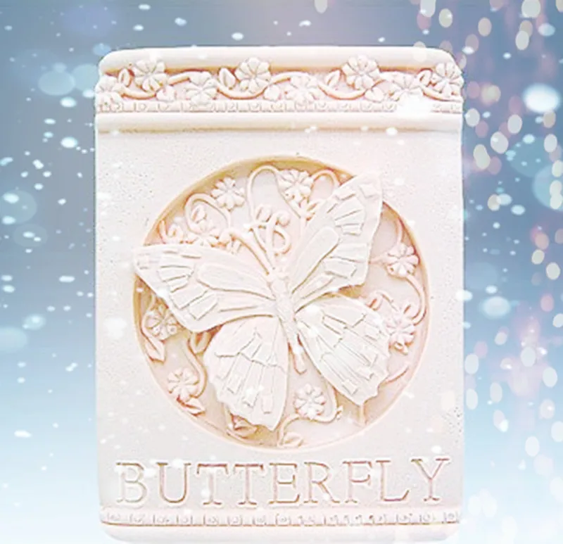 

Silicone Butterfly Flying Rounded Flower Pattern Mold Square Hand Made Soap Making silicone Mold