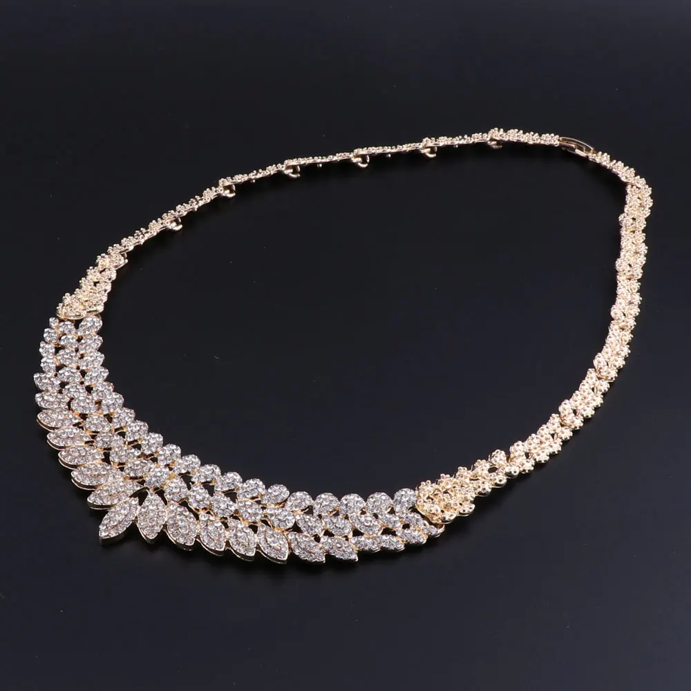 Ceny 2018 moda komplet biżuterii damskiej kryształowe zestawy biżuterii dla nowożeńców Party modny kostium naszyjnik kolczyki biżuteria z pudełkami