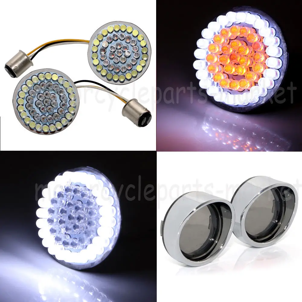 

LED 1157 Turn Signals Amber / White Lights +Smoke Lens Cover For Harley Street Road Glide 2014 - 2018 2015 2016 2017