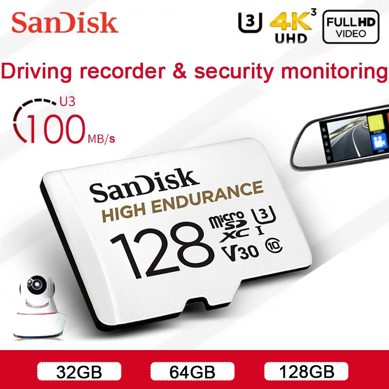 

Sandisk Micro SD Card Memory Card High Endurance MicroSD 32GB 64GB 128GB Up to 100M/s TF Card C10 U3 V30 Cartao De Memoria