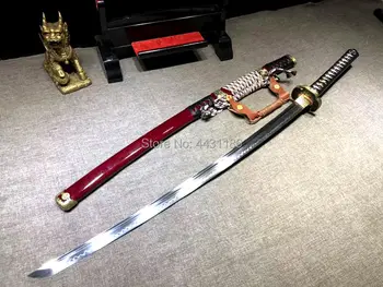 

Hand-Forging T10 Steel Razor Sharp Japanese General Sword Katana Clay Tempered Blade Full Tang Battle Ready Asian Knife Swords