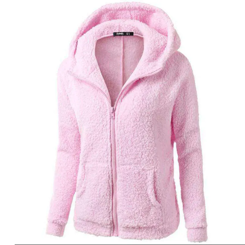 

Elegant Faux Fur Coat Women Autumn Winter Warm Soft Zipper Fur Hoodie Jacket Female Oversize Pocket Casual Outerwear Teddy Coat