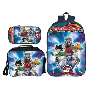 

New Arrivals 3Pcs/Set Beyblade Burst Printing School Backpack for Teenager Boys Cool Cartoon Kids School Bags Children Bookbags