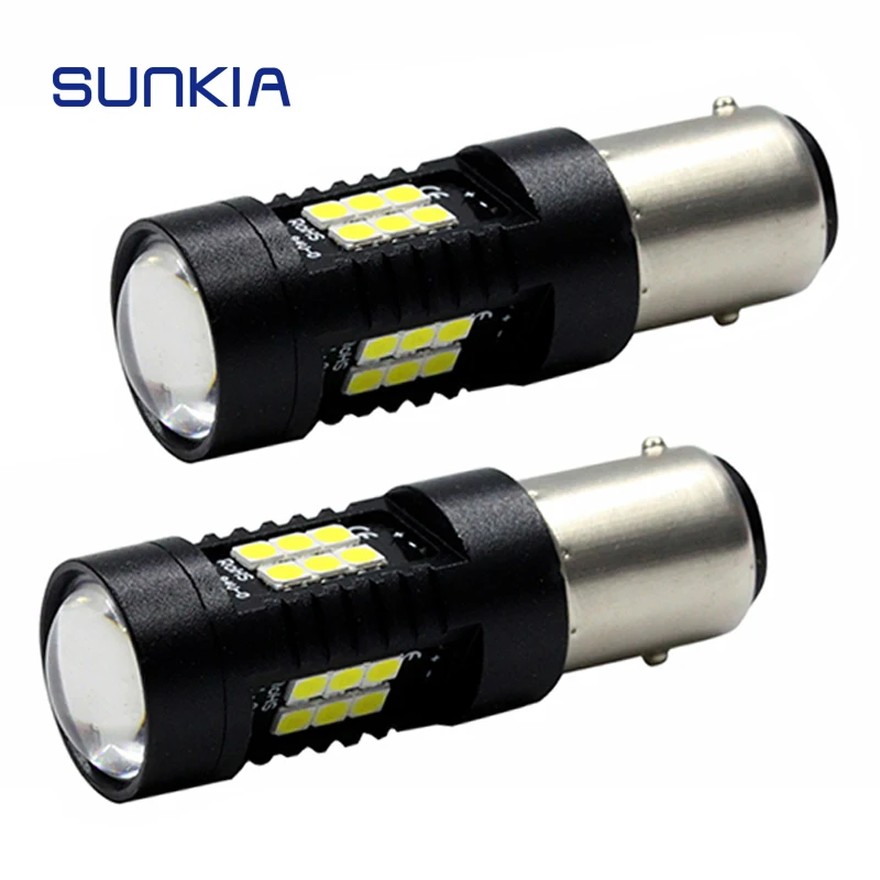

SUNKIA 2Pcs/lot LED Brake lights 1156/Ba15s Turnning Signal Lamp Auto Lamps White/Yellow/Red Color 21W 3030 Chips