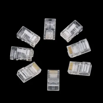 

New 20pcs/lot Network Ethernet Crystal Heads Plug RJ45 Connectors 8Pin RJ45 Connector CAT5 CAT5e Cat6 Modular Cable Plugs Socket