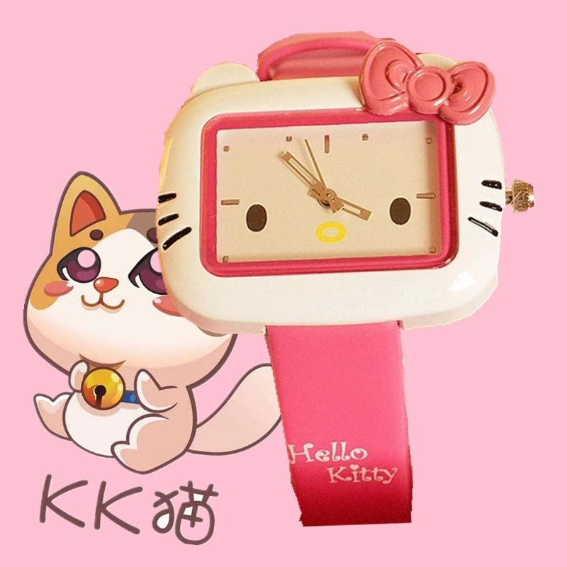 Милые модные женские часы KT cat в Корейском стиле Детские с рисунком Hello Kitty для