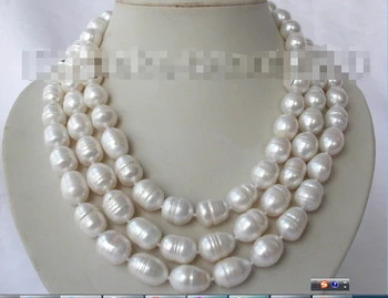 

ffwang001008++WW++stunning 3rows big baroque white freshwater cultured pearl necklace