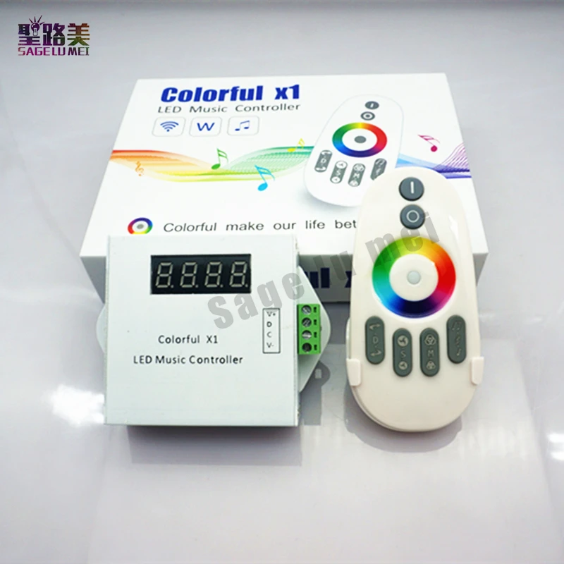 

Free shipping DC5-24V WS2811/WS2812B/6803 LED tape digital colorful x1 LED music controller with RF touch remote Max 600pixels