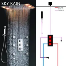 SKY RAIN ванная комната дизайн 3 функции квадратные ручки латунь термостатический клапан полированный смеситель для душа